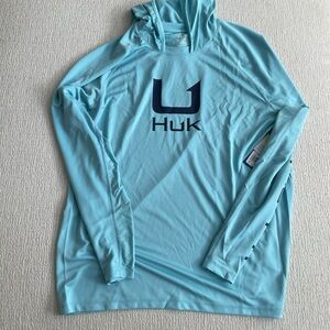 Huk Light Blue Long Sleeve Hoodie Brand New.
